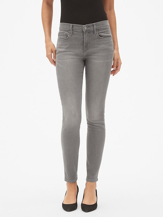 1 of 8 showing, with the color (Color) Clean Grey of product Mid Rise True Skinny Jeans in Infinity Stretch
