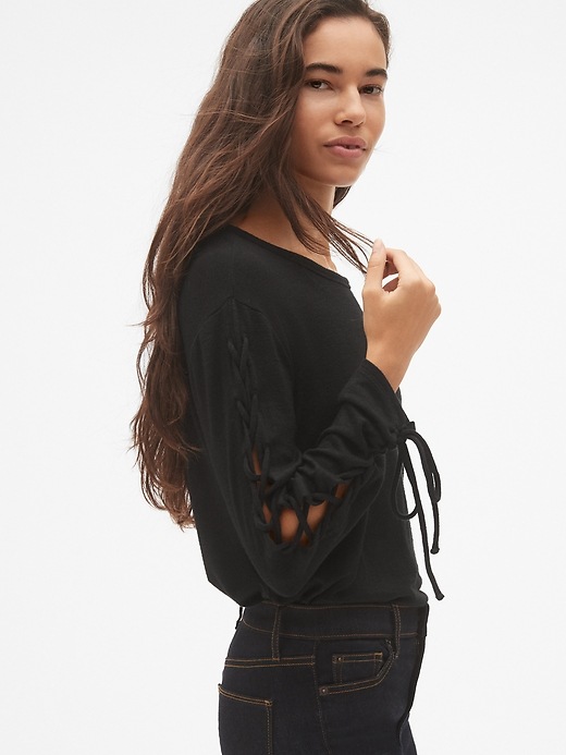 Image number 5 showing, Softspun Lace-Up Long Sleeve Top