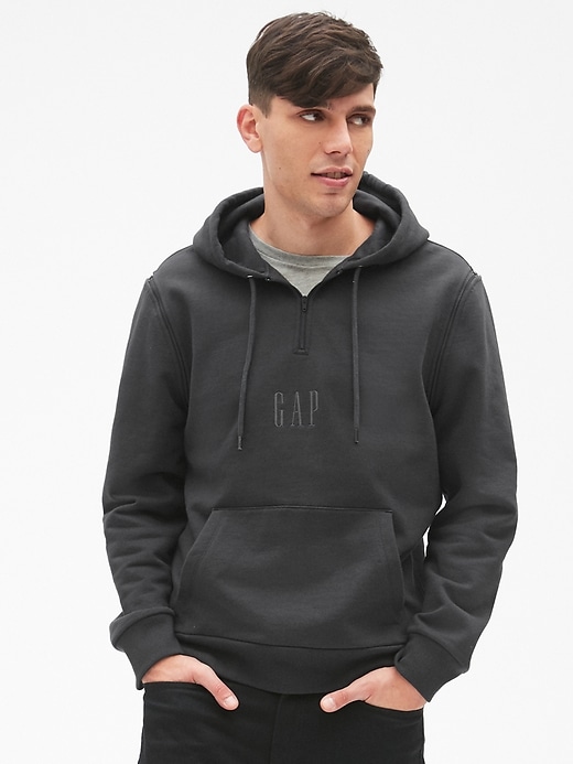 Image number 1 showing, Gap + GQ STAMPD Logo Convertible Pullover Hoodie