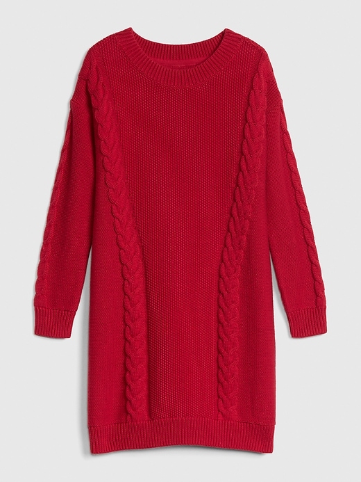 1 of 8 showing, with the color modern  red of product Kids Cable-Knit Sweater Dress