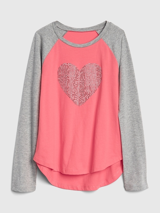 1 of 8 showing, with the color florida coral of product Glitter Graphic Raglan T-Shirt