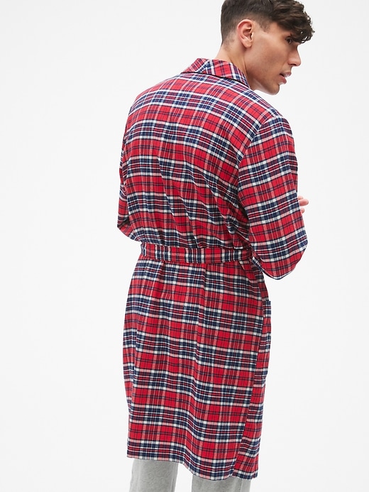 2 of 8 showing, with the color red plaid of product Plaid Flannel Robe