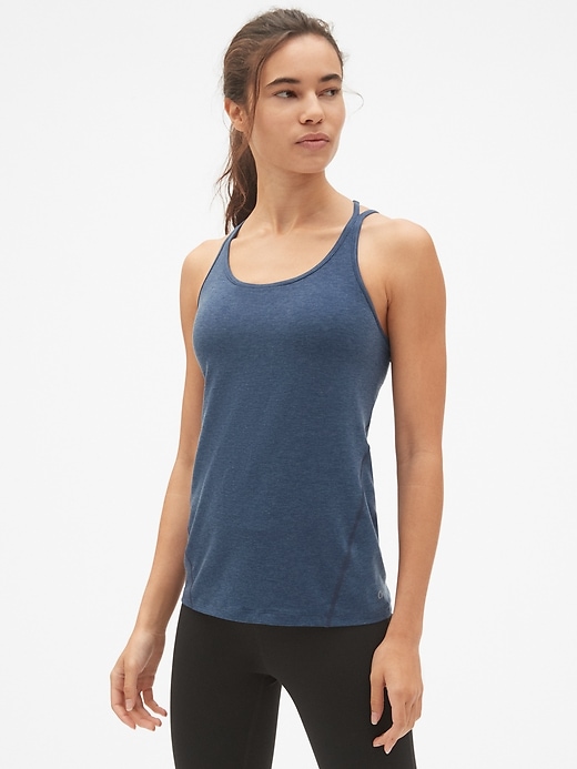 View large product image 1 of 1. GapFit Breathe Strappy Shelf Tank Top