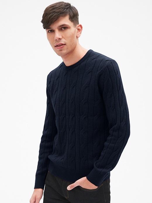 Image number 7 showing, Wool Cable-Knit Pullover Sweater