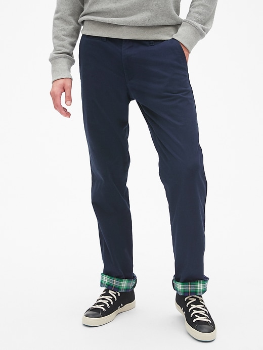 Image number 1 showing, Flannel-Lined Khakis in Straight Fit with GapFlex
