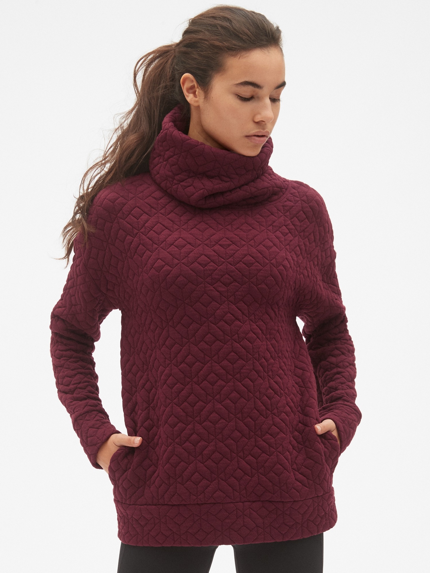 High neck jacquard knit sweater