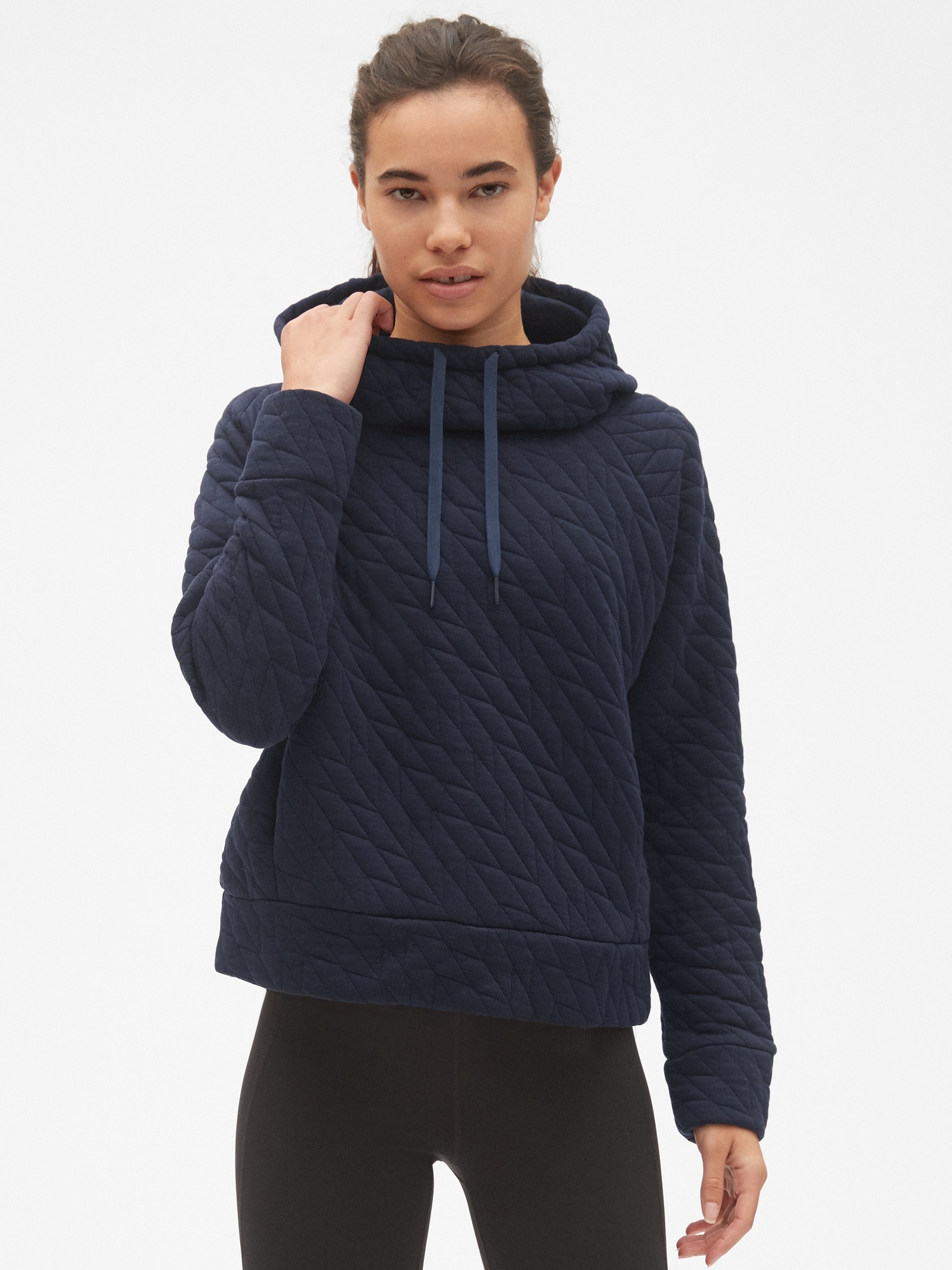 GAP, Tops, Gap Fit Quilted Jacquard Hoodie In Black