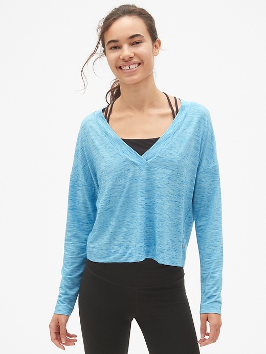 View large product image 1 of 1. GapFit Breathe Deep V-Neck Pullover Top