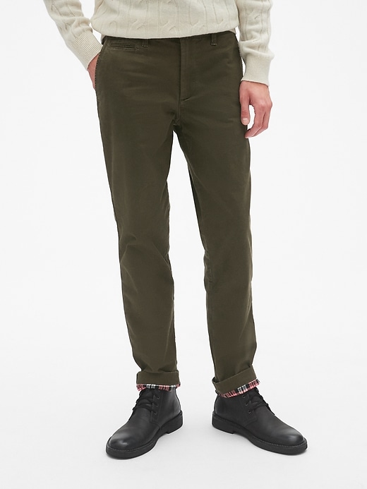 Image number 4 showing, Flannel-Lined Khakis in Slim Fit with GapFlex