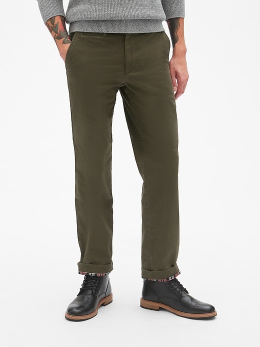Image number 4 showing, Flannel-Lined Khakis in Straight Fit with GapFlex