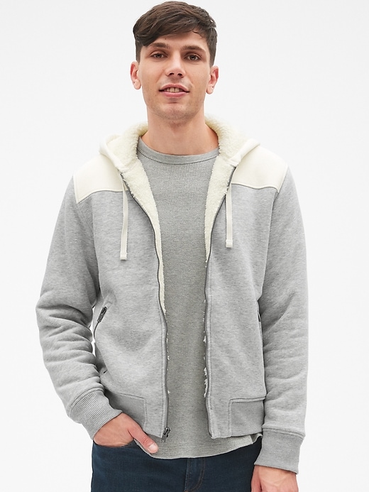 View large product image 1 of 1. Sherpa-Lined Colorblock Full-Zip Hoodie