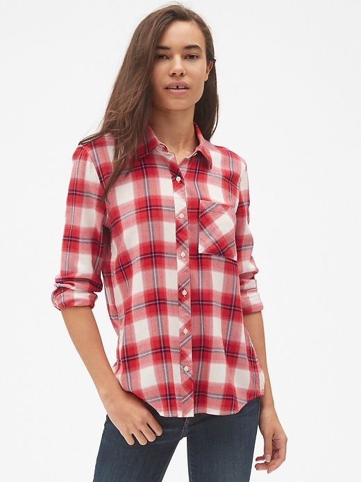 Image number 4 showing, Drapey Plaid Flannel Pocket Shirt