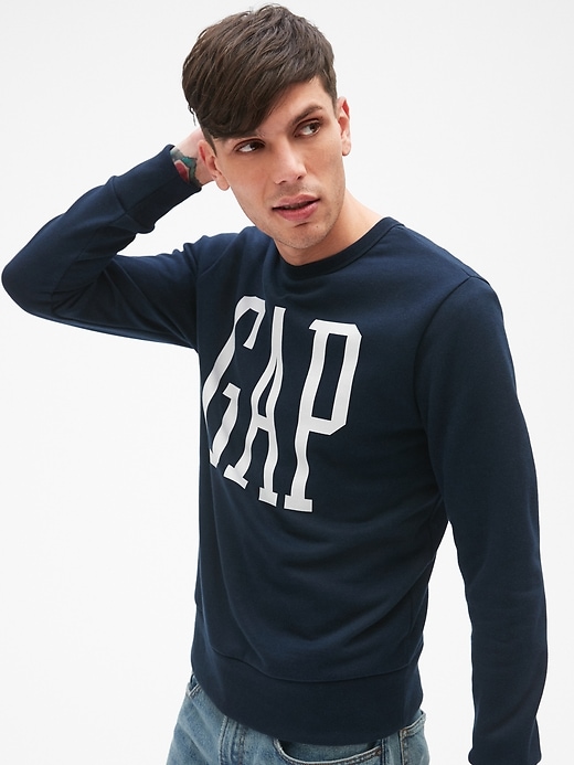 1 of 8 showing, with the color blue of product Logo Graphic Crewneck Pullover Sweatshirt