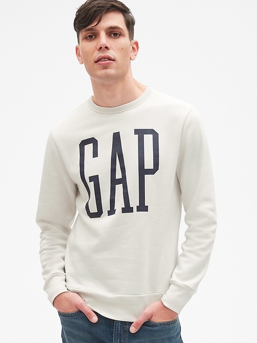 1 of 8 showing, with the color carls stone of product Logo Graphic Crewneck Pullover Sweatshirt