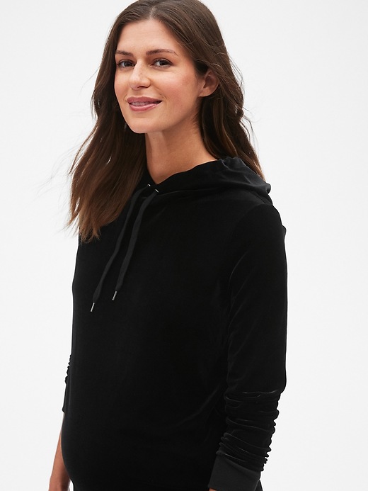 Image number 4 showing, Maternity Velvet Pullover Hoodie
