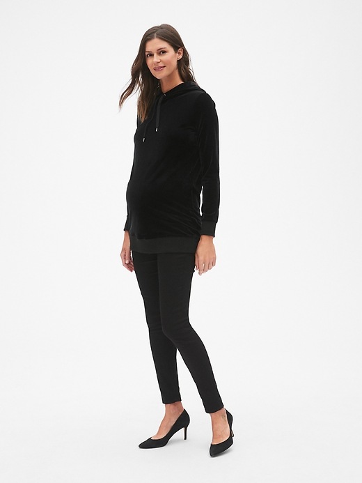 Image number 3 showing, Maternity Velvet Pullover Hoodie