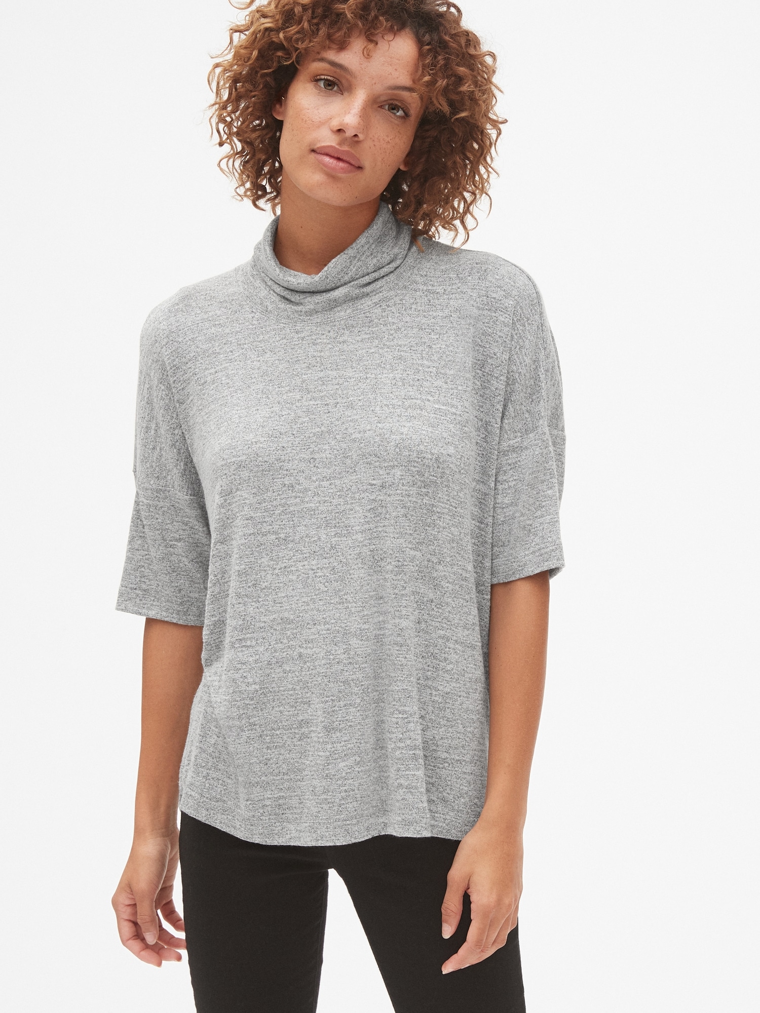 Softspun Short Sleeve CowlNeck Top Gap