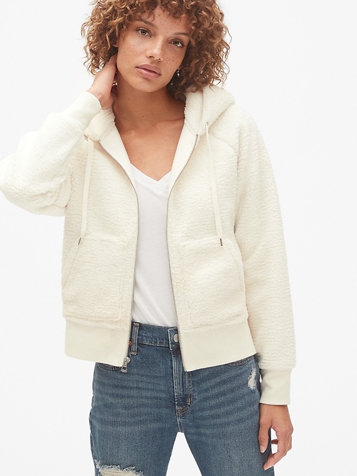 1 of 8 showing, with the color snow white of product Sherpa Full-Zip Hoodie