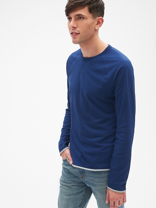 Image number 7 showing, Long Sleeve Double-Face Crewneck T-Shirt