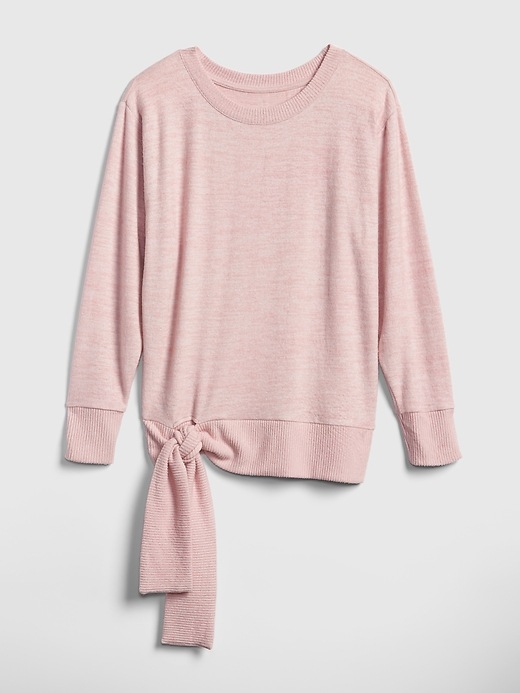 Image number 6 showing, Softspun Brushed Pullover Sweatshirt with Tie-Hem