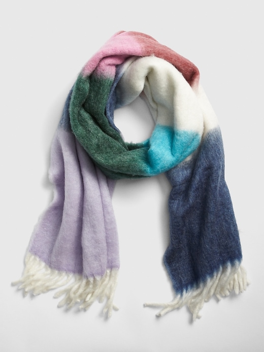View large product image 1 of 2. Brushed Colorblock Fringe Scarf