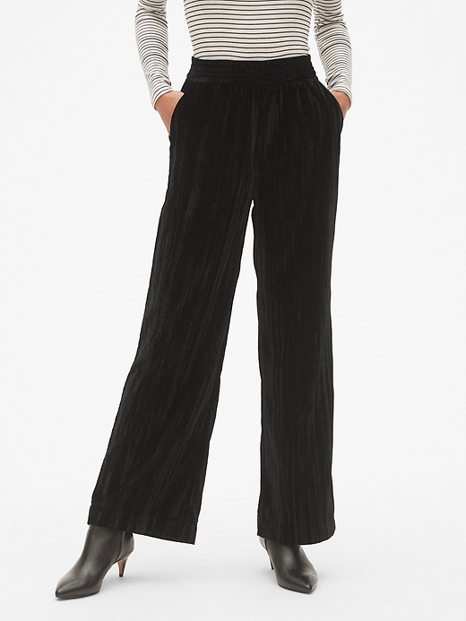 Gap Womens High Rise Wide-Leg Pants In Crinkle Velvet Gap Womens High Rise Wide-Leg Pants In Crinkle Velvet
