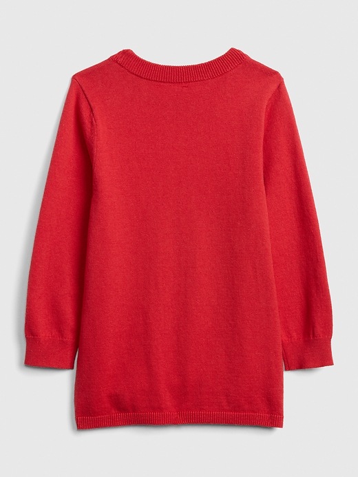 2 of 8 showing, with the color modern red of product Toddler Embroidered Heart Tunic Sweater