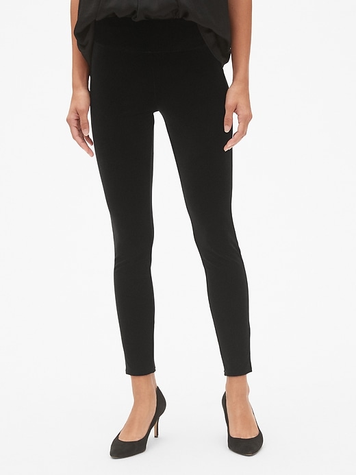 1 of 8 showing, with the color true black of product High Rise Velvet Leggings