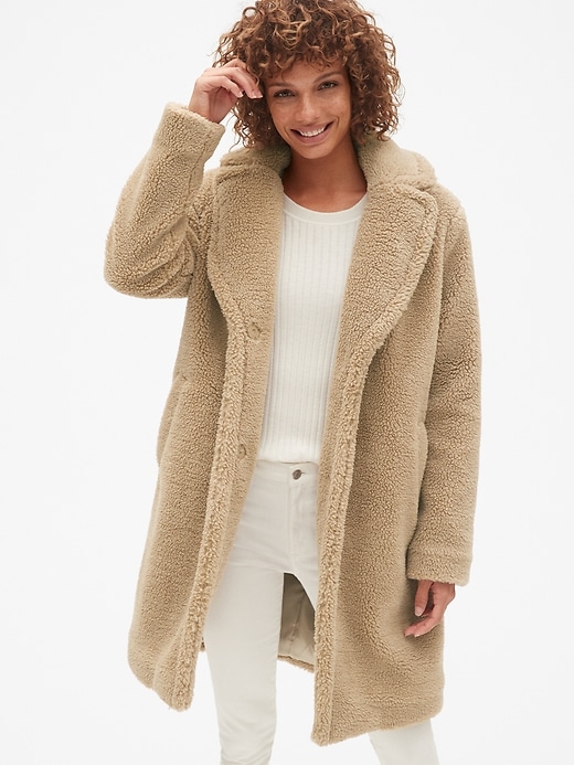 Long teddy coat gap discount