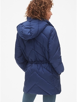 ColdControl Elongated Puffer Jacket with Cinched Waist Gap