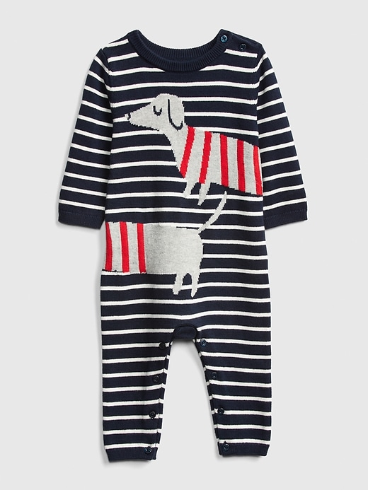 1 of 8 showing, with the color dark night of product Baby Sweater One-Piece