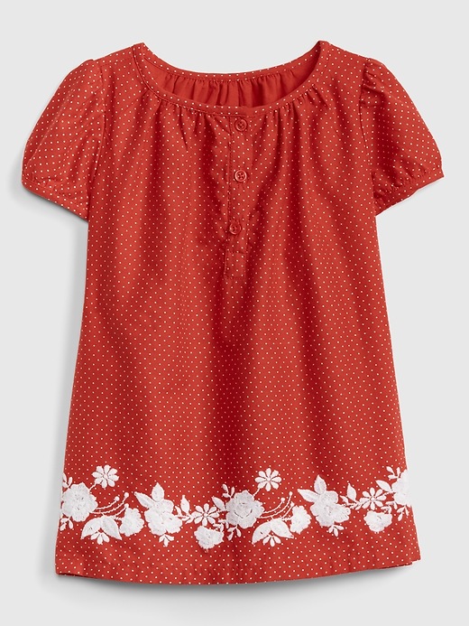 Image number 1 showing, Baby Embroidered Floral Dot Dress