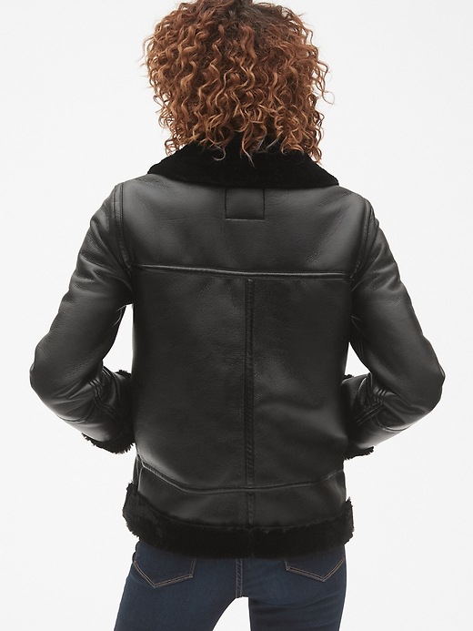 Image number 2 showing, Faux-Fur Trim Moto Jacket