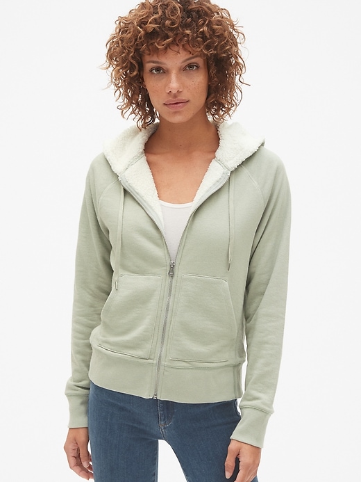 View large product image 1 of 1. Sherpa-Lined Full-Zip Hoodie