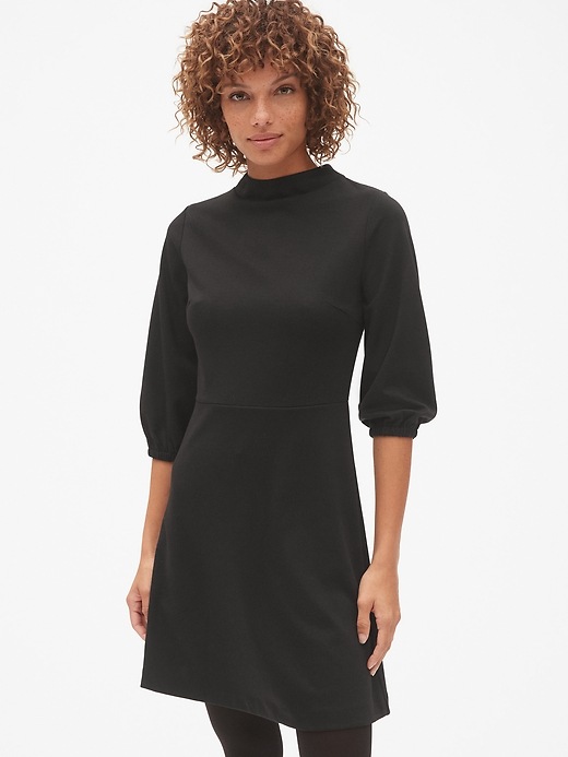 Image number 1 showing, Balloon Sleeve Fit and Flare Dress in Ponte