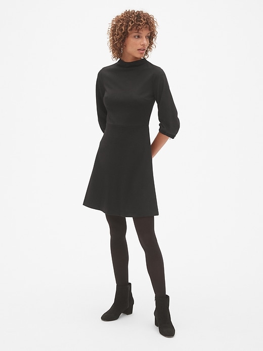 Image number 3 showing, Balloon Sleeve Fit and Flare Dress in Ponte