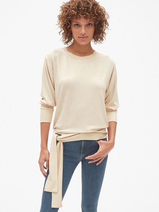 Image number 7 showing, Softspun Brushed Pullover Sweatshirt with Tie-Hem