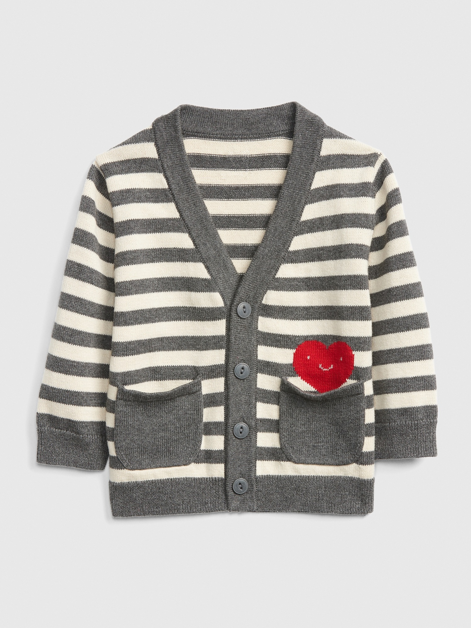 Babyhug Organic Cotton Full Sleeves Striped Baby Sweater Set Heart Design - Multicolor