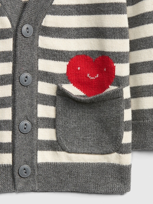 Image number 3 showing, Baby Heart Stripe Cardigan Sweater