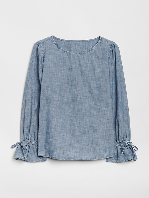 Image number 6 showing, Tie-Sleeve Blouse in Chambray