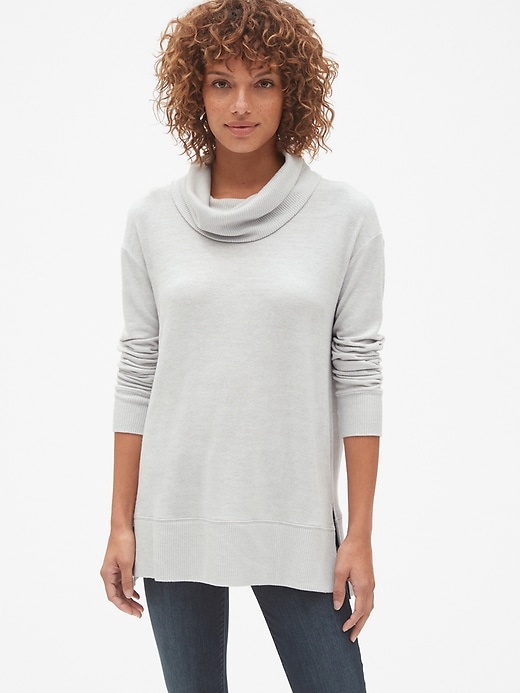 1 of 8 showing, with the color trek grey of product Softspun Cowl-Neck Pullover Sweater