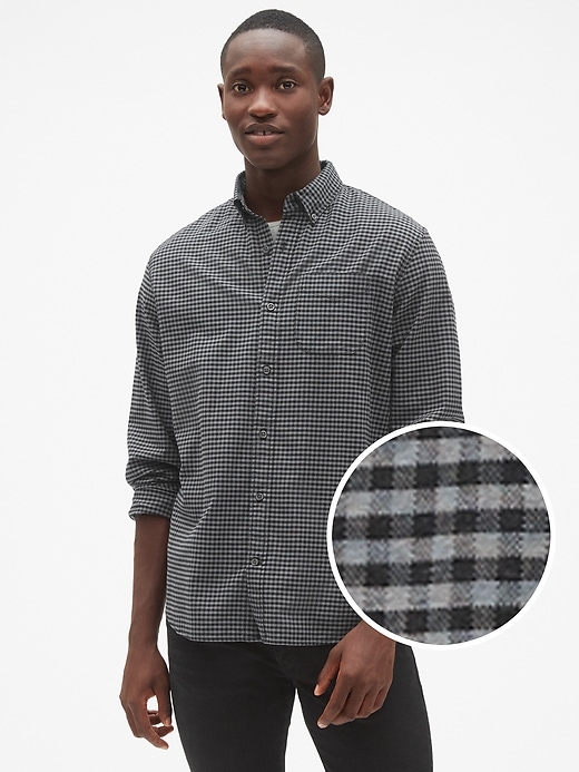 1 of 8 showing, with the color black gingham of product Lived-In Stretch Oxford Shirt
