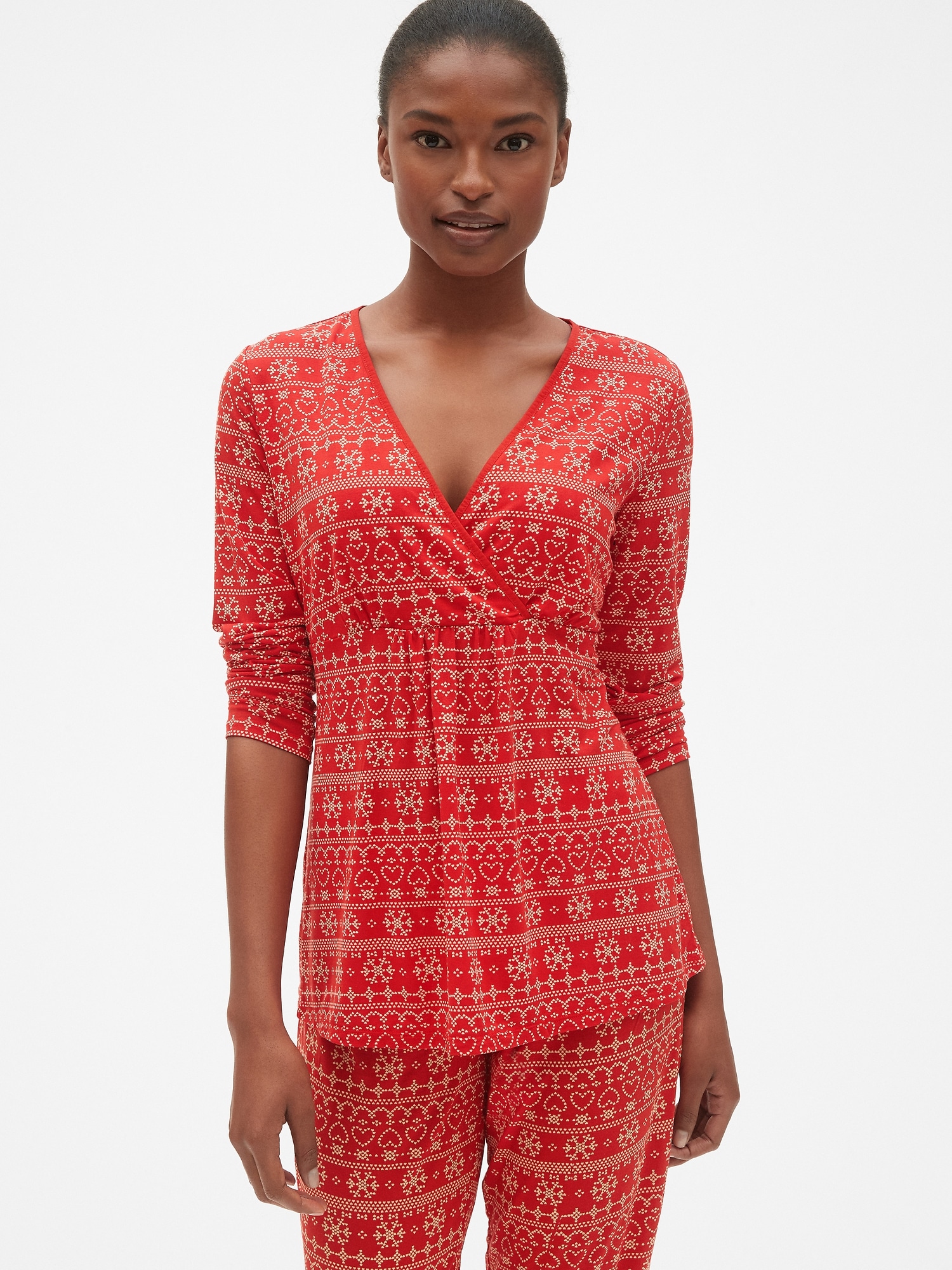 Maternity V Neck Nursing Sleep Top Gap
