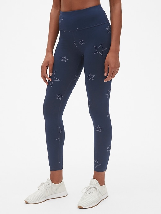 Image number 1 showing, GapFit Winterbrush High Rise Reflective Star Print Full Length Leggings