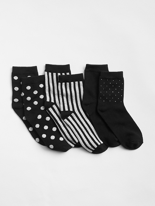 Image number 1 showing, Sparkle Dot Stripe Crew Socks (3-Pack)