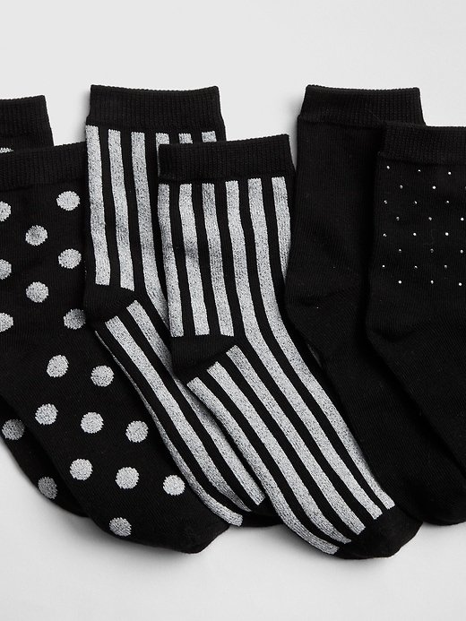 Image number 2 showing, Sparkle Dot Stripe Crew Socks (3-Pack)