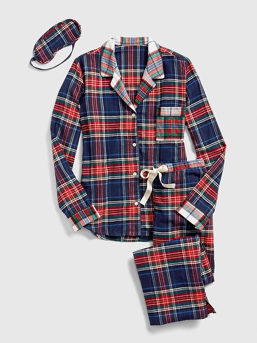 Image number 2 showing, Cozy Flannel PJ Set with Eye Mask