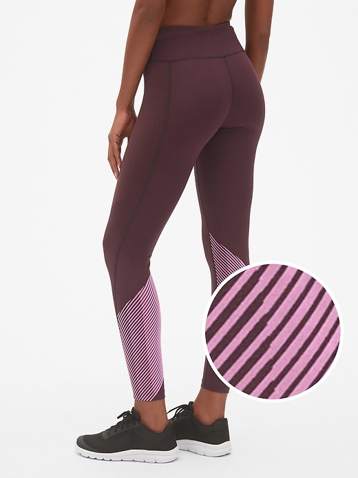 View large product image 1 of 1. GapFit High Rise Textured Stripe Leggings in Sculpt Compression