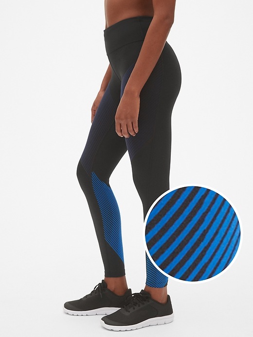 View large product image 1 of 1. GapFit High Rise Textured Stripe Leggings in Sculpt Compression