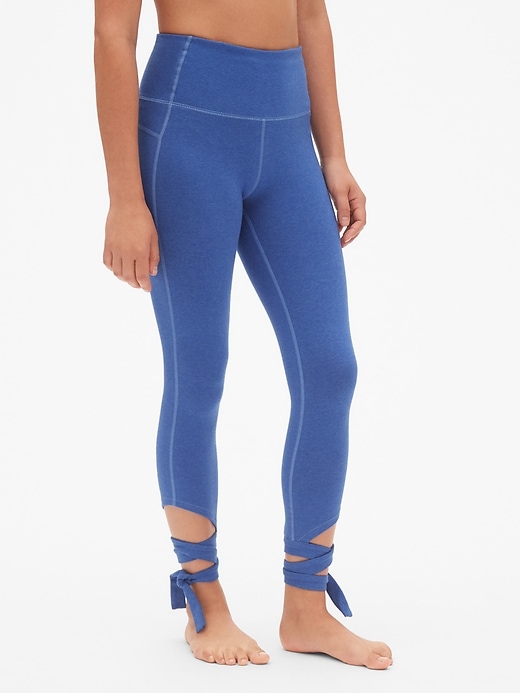 1 of 8 showing, with the color dark wisteria of product GapFit High Rise Barre Strap 7/8 Leggings
